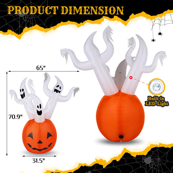 5.9 FT Halloween Inflatable Pumpkin Ghost Outdoor Decorations, Scary Blow up Yard Decor with Built-in LED Lights for Holiday Party Yard Lawn Garden - product view 10