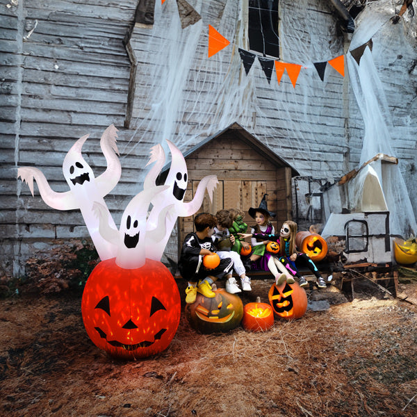 5.9 FT Halloween Inflatable Pumpkin Ghost Outdoor Decorations, Scary Blow up Yard Decor with Built-in LED Lights for Holiday Party Yard Lawn Garden - product view 15