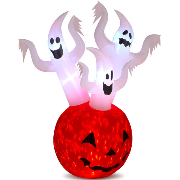 5.9 FT Halloween Inflatable Pumpkin Ghost Outdoor Decorations, Scary Blow up Yard Decor with Built-in LED Lights for Holiday Party Yard Lawn Garden - product view 2