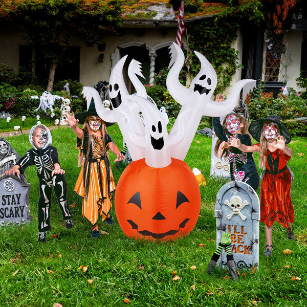 5.9 FT Halloween Inflatable Pumpkin Ghost Outdoor Decorations, Scary Blow up Yard Decor with Built-in LED Lights for Holiday Party Yard Lawn Garden - product view 11