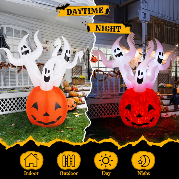 5.9 FT Halloween Inflatable Pumpkin Ghost Outdoor Decorations, Scary Blow up Yard Decor with Built-in LED Lights for Holiday Party Yard Lawn Garden - product view 5