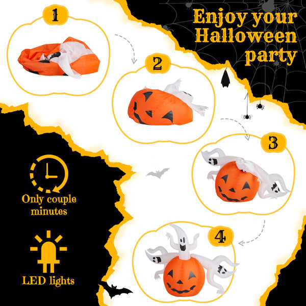 5.9 FT Halloween Inflatable Pumpkin Ghost Outdoor Decorations, Scary Blow up Yard Decor with Built-in LED Lights for Holiday Party Yard Lawn Garden - product view 7