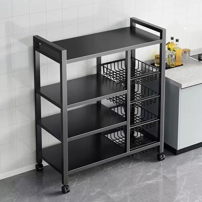 4-Tier Rolling Kitchen Storage Cart with Mesh Baskets