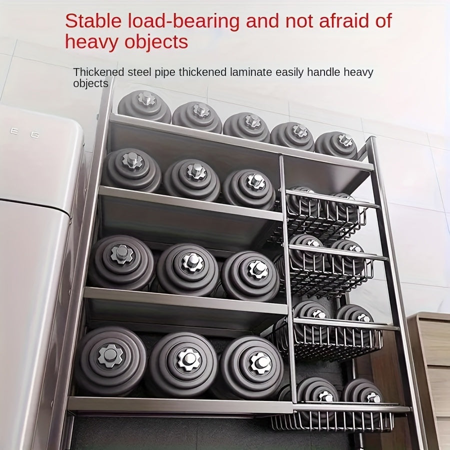 4-Tier Rolling Kitchen Storage Cart with Mesh Baskets - product view 6