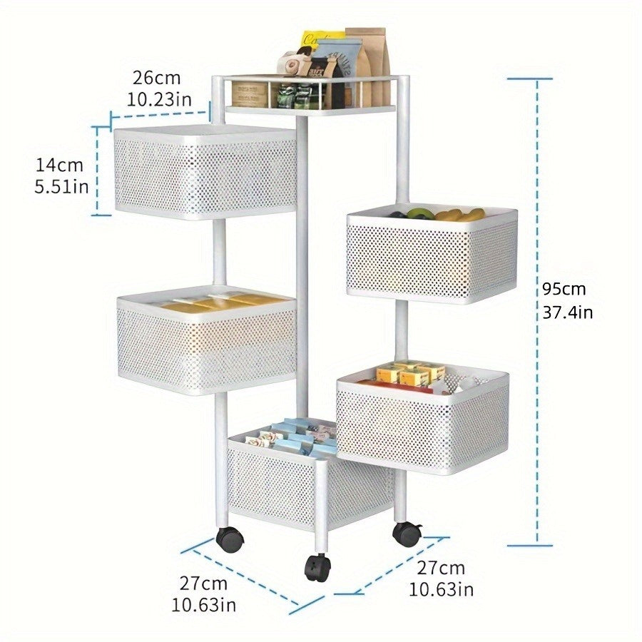 5-Tier Rotating Kitchen Storage Basket Cart - product view 8