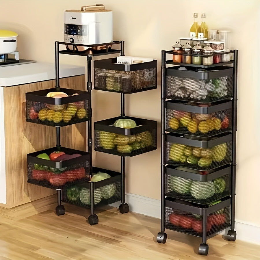 5-Tier Rotating Kitchen Storage Basket Cart