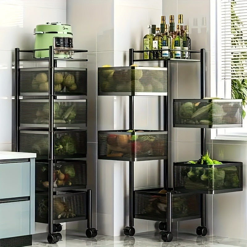 5-Tier Rotating Kitchen Storage Basket Cart - product view 4