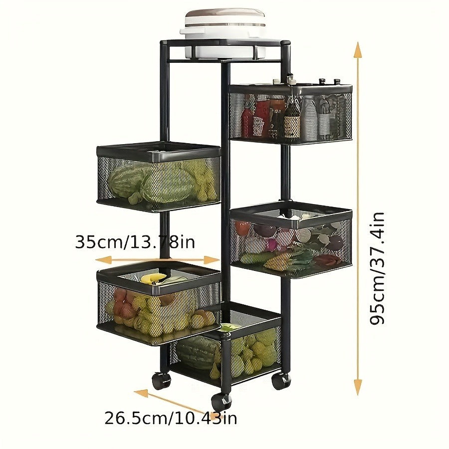 5-Tier Rotating Kitchen Storage Basket Cart - product view 5