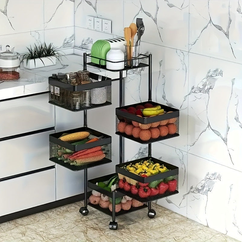 5-Tier Rotating Kitchen Storage Basket Cart - product view 3