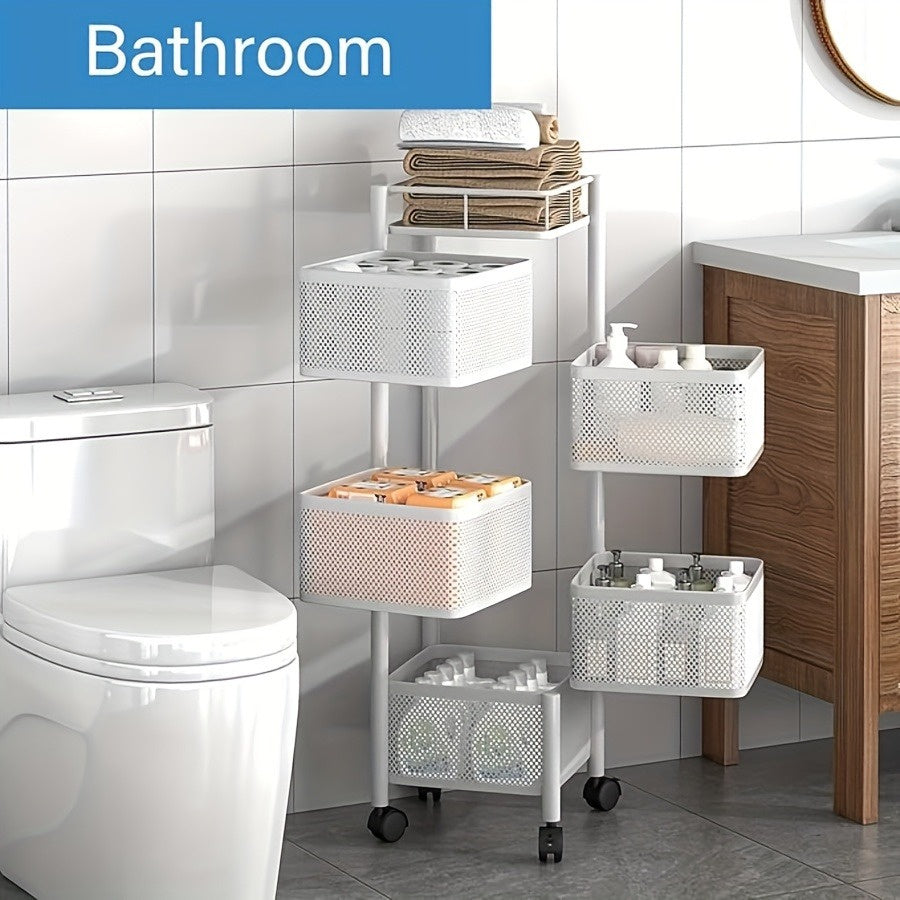 5-Tier Rotating Kitchen Storage Basket Cart - product view 6