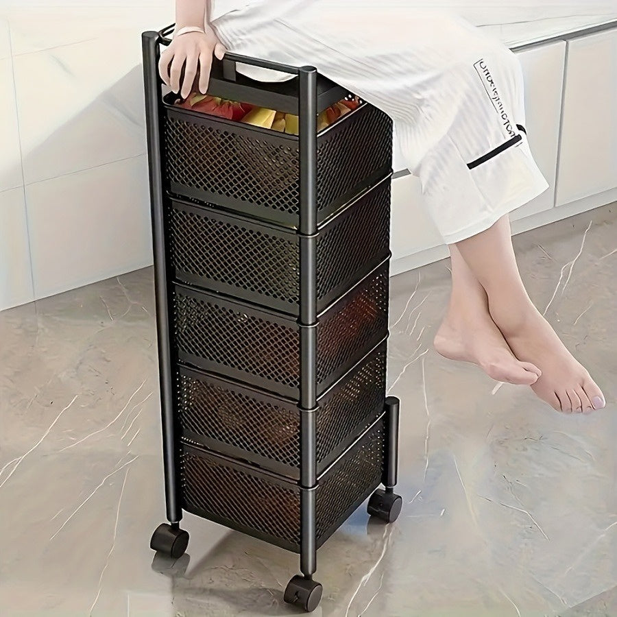 5-Tier Rotating Kitchen Storage Basket Cart - product view 5