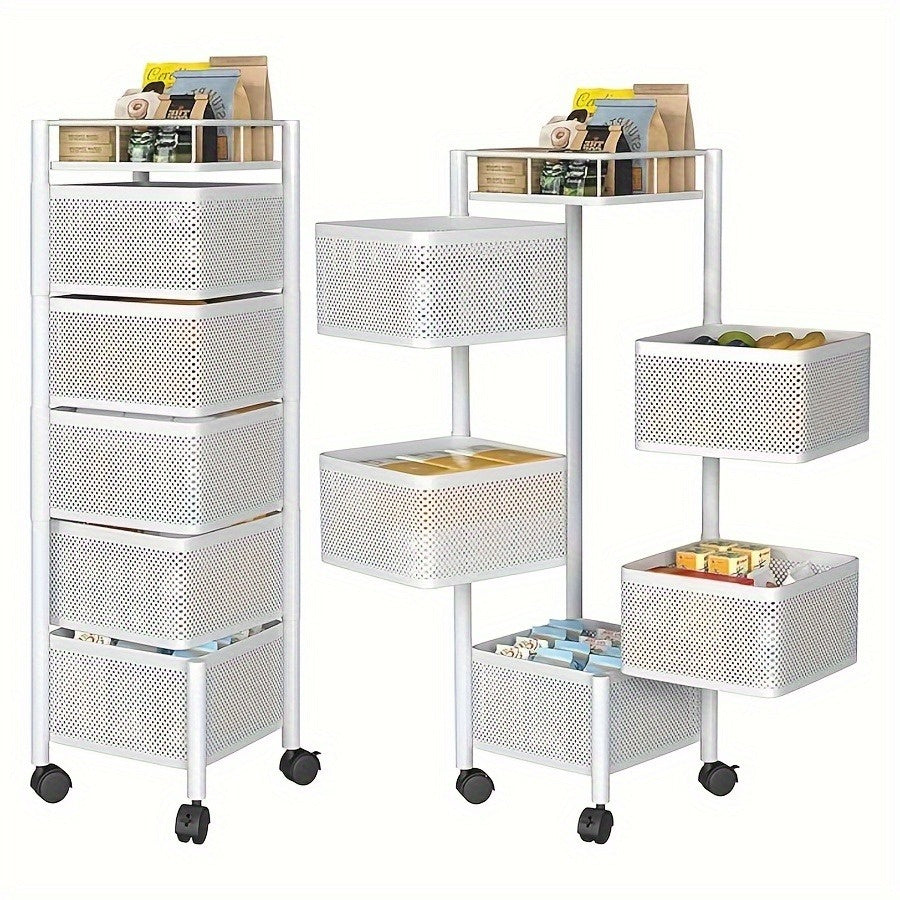 5-Tier Rotating Kitchen Storage Basket Cart