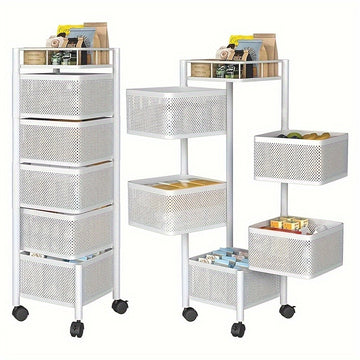5-Tier Rotating Kitchen Storage Basket Cart