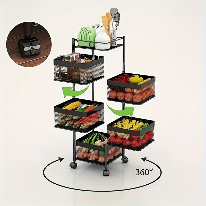 5-Tier Rotating Kitchen Storage Basket Cart - product view 4