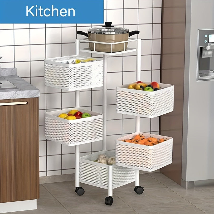 5-Tier Rotating Kitchen Storage Basket Cart - product view 7