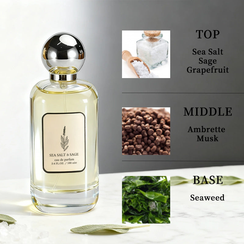 3.4 fl oz Women's Eau De Parfum - Long lasting Fragrance,Salt,Sage&Grapefruit , very suitable for dating, daily life, parties, gifts