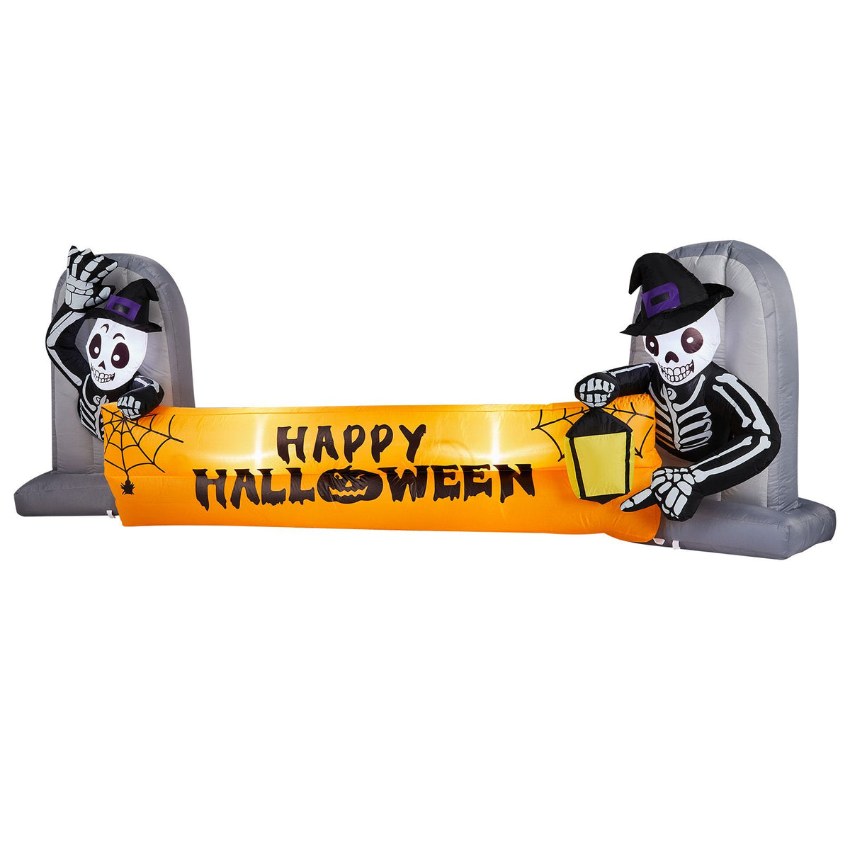 9.6FT Large Halloween Inflatable Decorations Skeleton Tombstone Banner, Outdoor Decorations Blow Up Yard Decor with Built-in LEDs for Halloween - product view 2