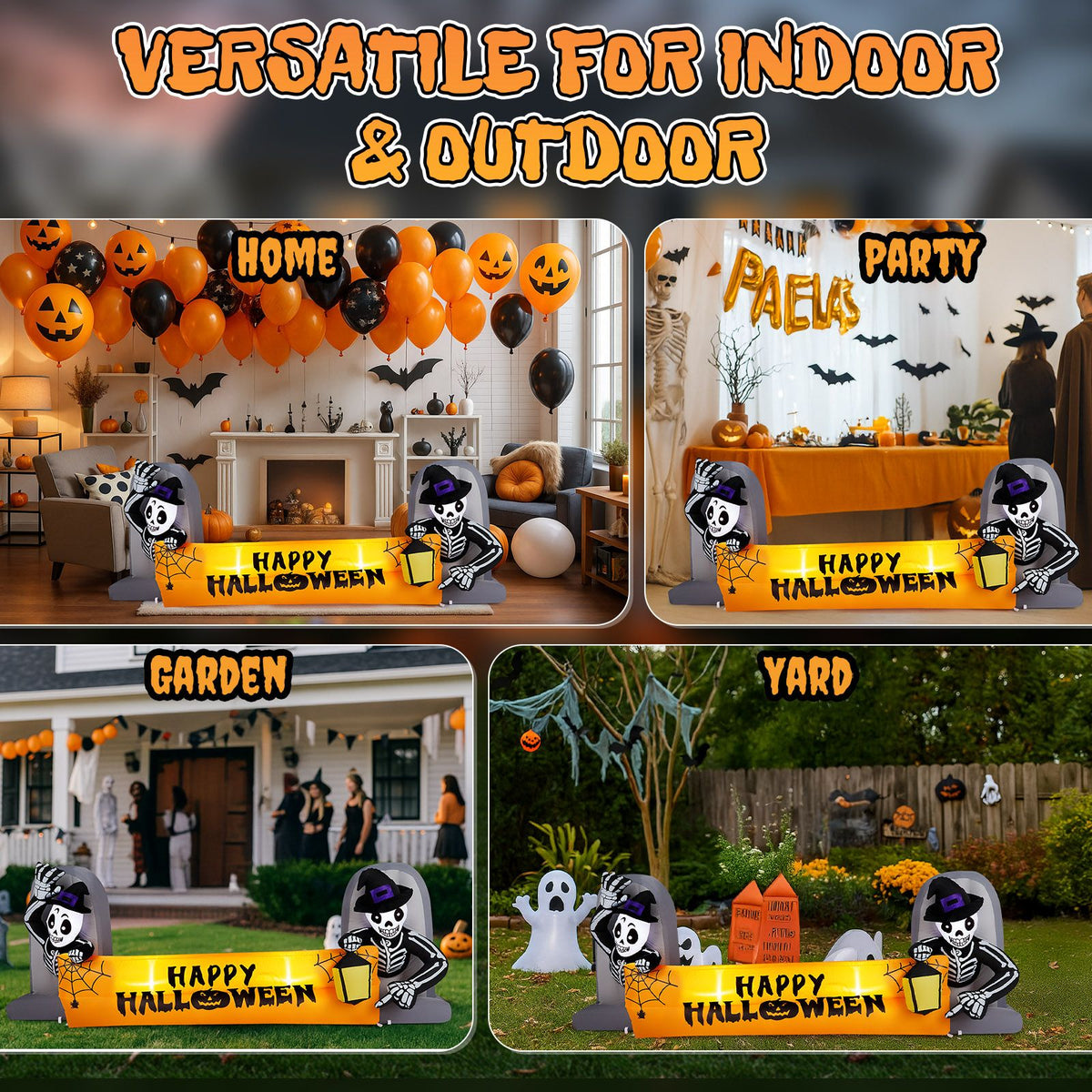 9.6FT Large Halloween Inflatable Decorations Skeleton Tombstone Banner, Outdoor Decorations Blow Up Yard Decor with Built-in LEDs for Halloween - product view 13