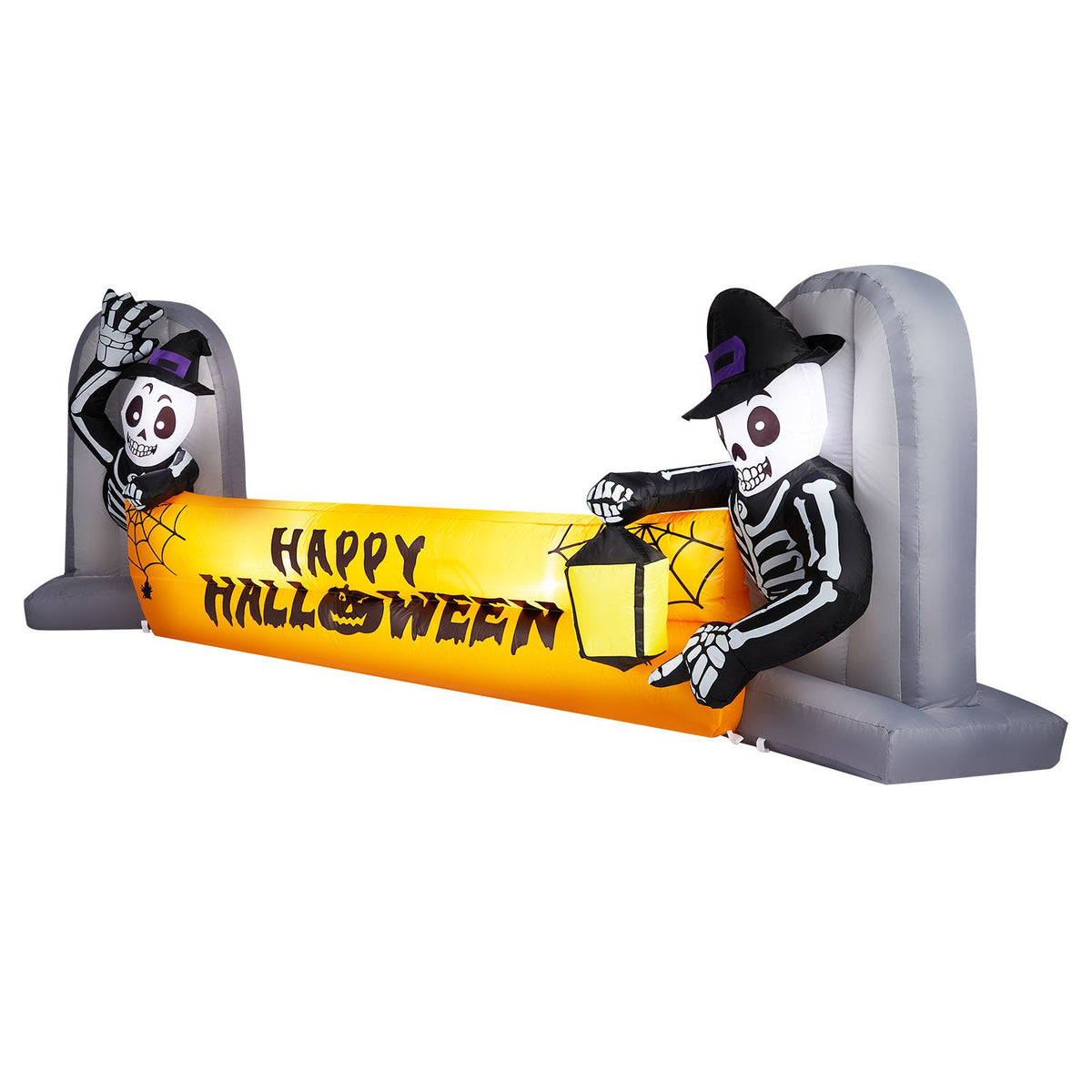 9.6FT Large Halloween Inflatable Decorations Skeleton Tombstone Banner, Outdoor Decorations Blow Up Yard Decor with Built-in LEDs for Halloween - product view 3