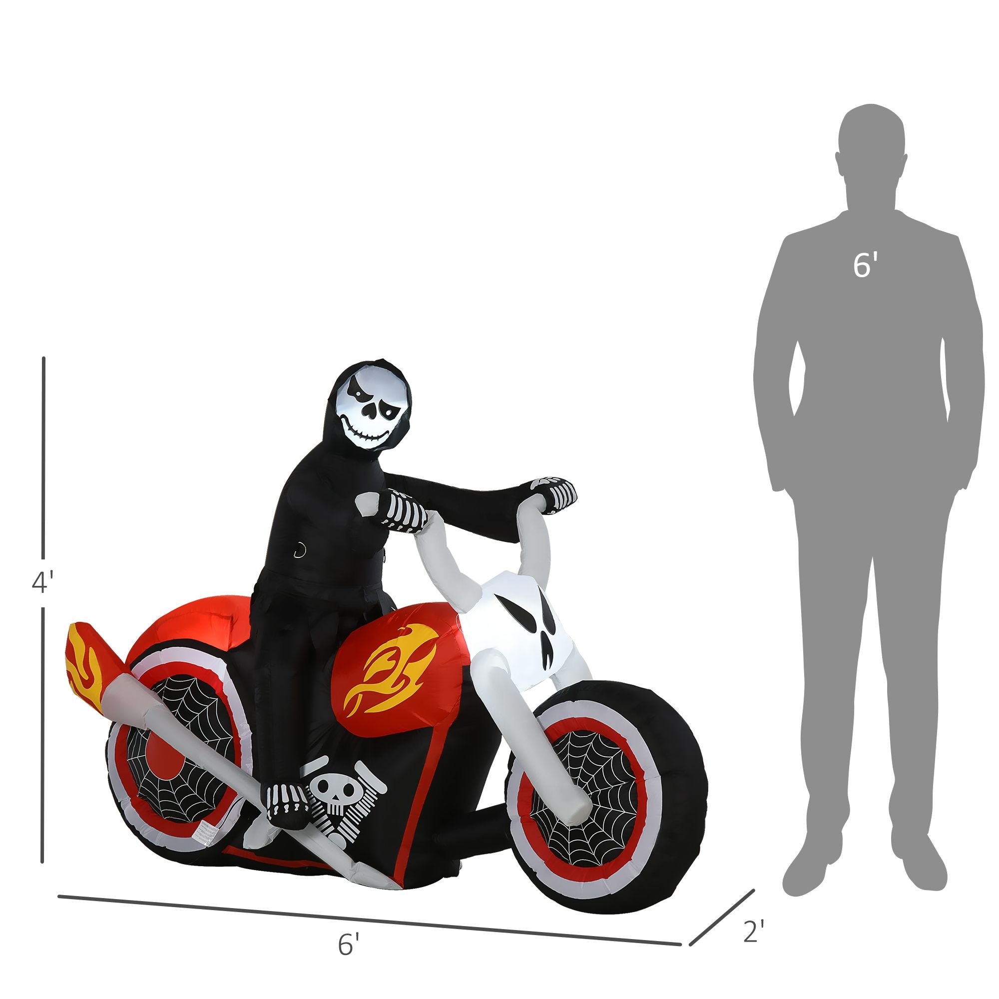 HOMCOM 7.5 ft Halloween Inflatable Ghost Biker with LED Lights