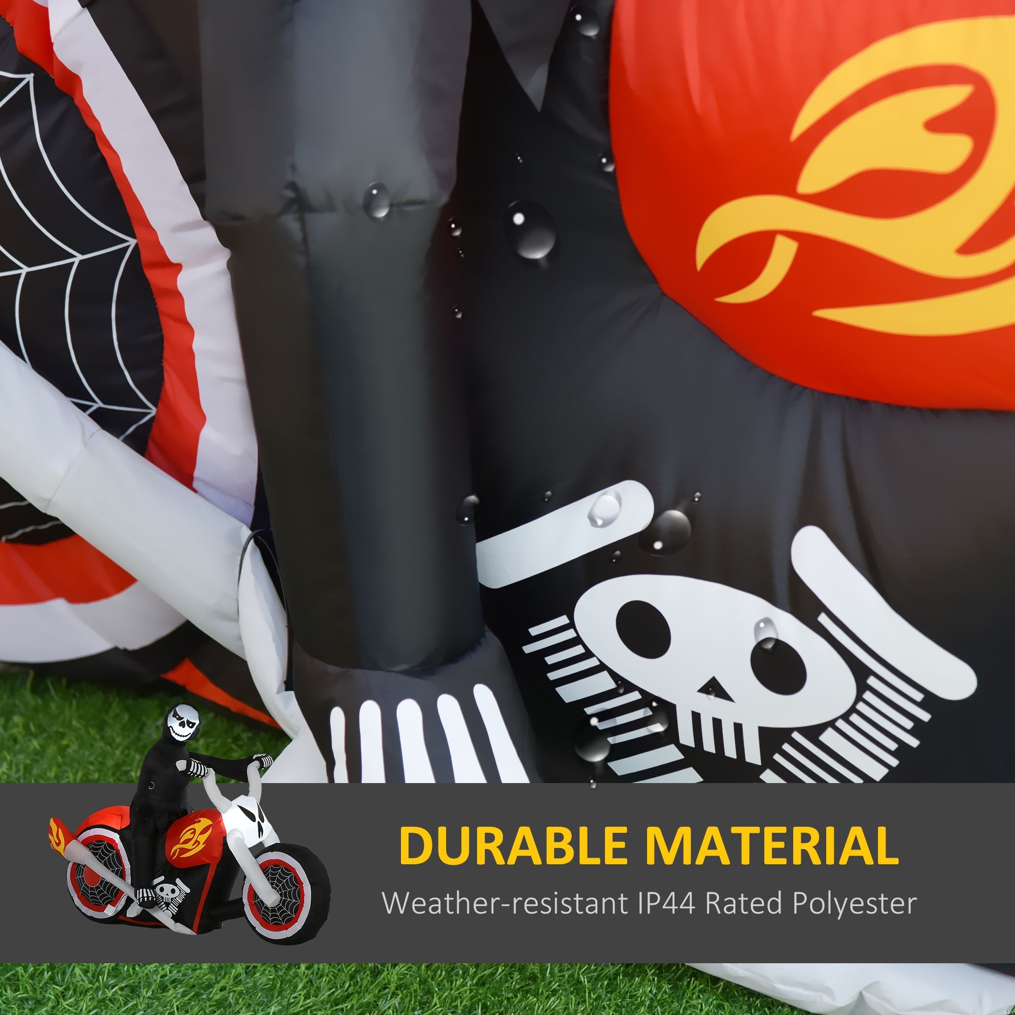 HOMCOM 7.5 ft Halloween Inflatable Ghost Biker with LED Lights