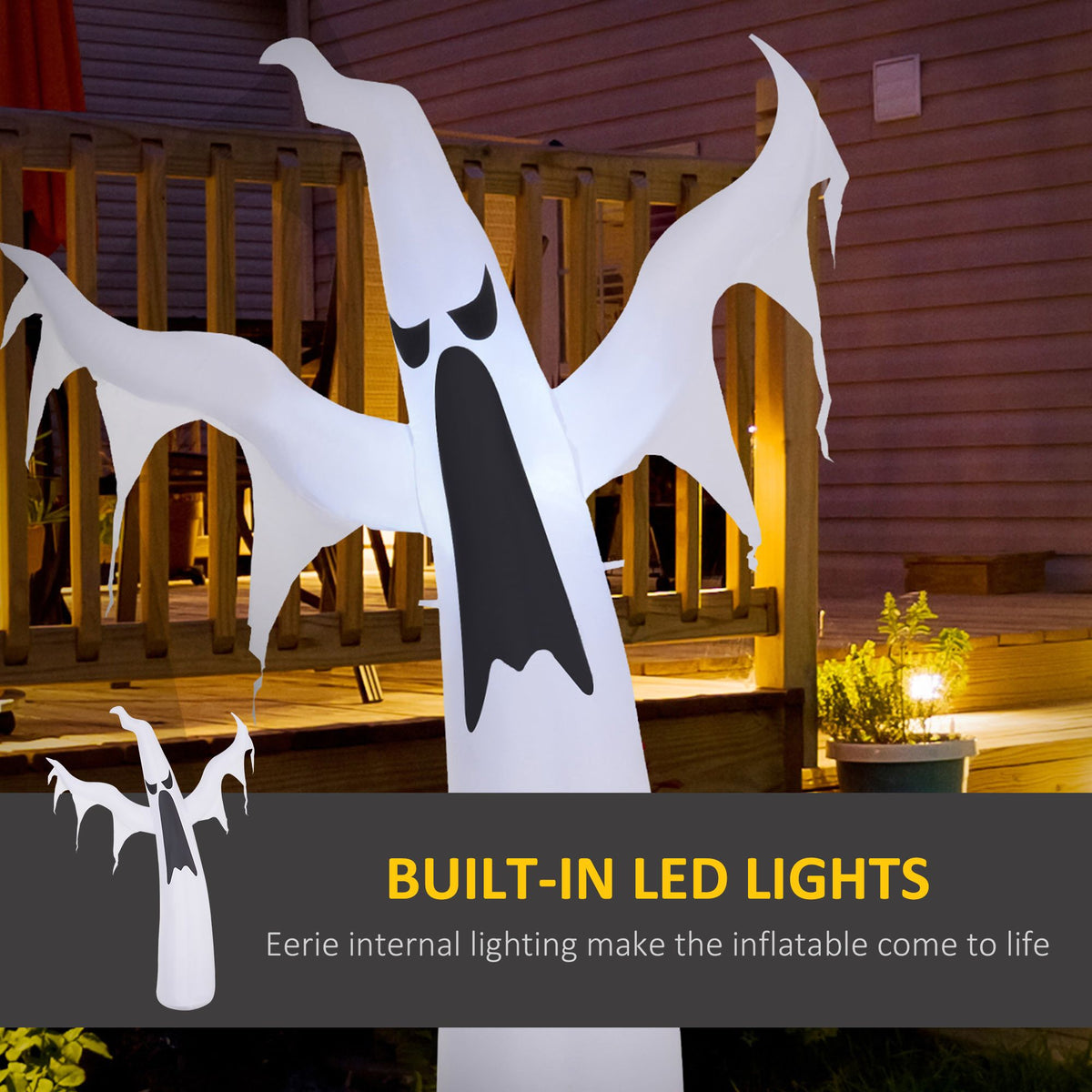 6' Tall Halloween Inflatables Outdoor Decorations White Ghost, Light Up Blow Up Yard Decor with LED Light and Fan Indoor Outdoor for Garden, Lawn - product view 5