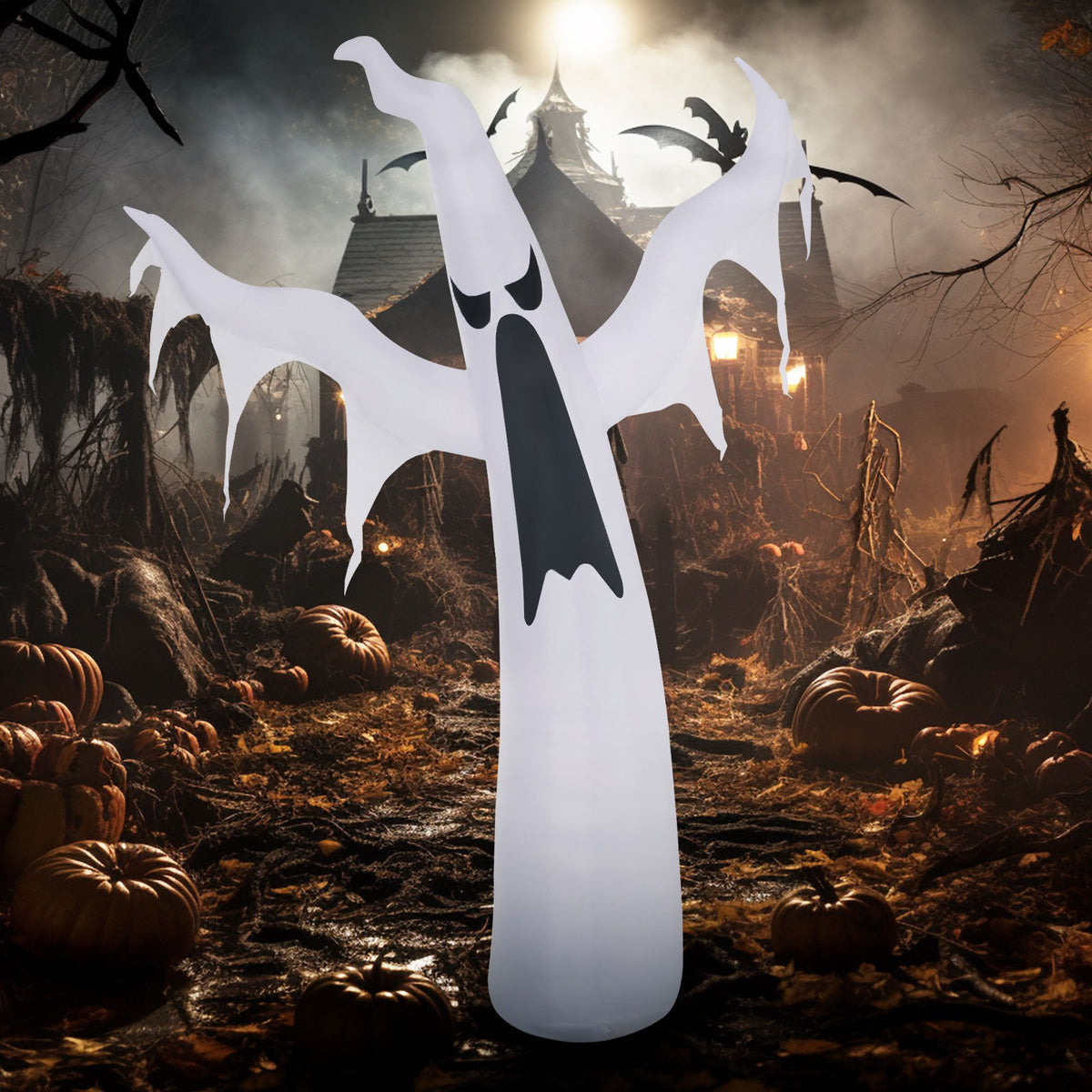 6' Tall Halloween Inflatables Outdoor Decorations White Ghost, Light Up Blow Up Yard Decor with LED Light and Fan Indoor Outdoor for Garden, Lawn - product view 2