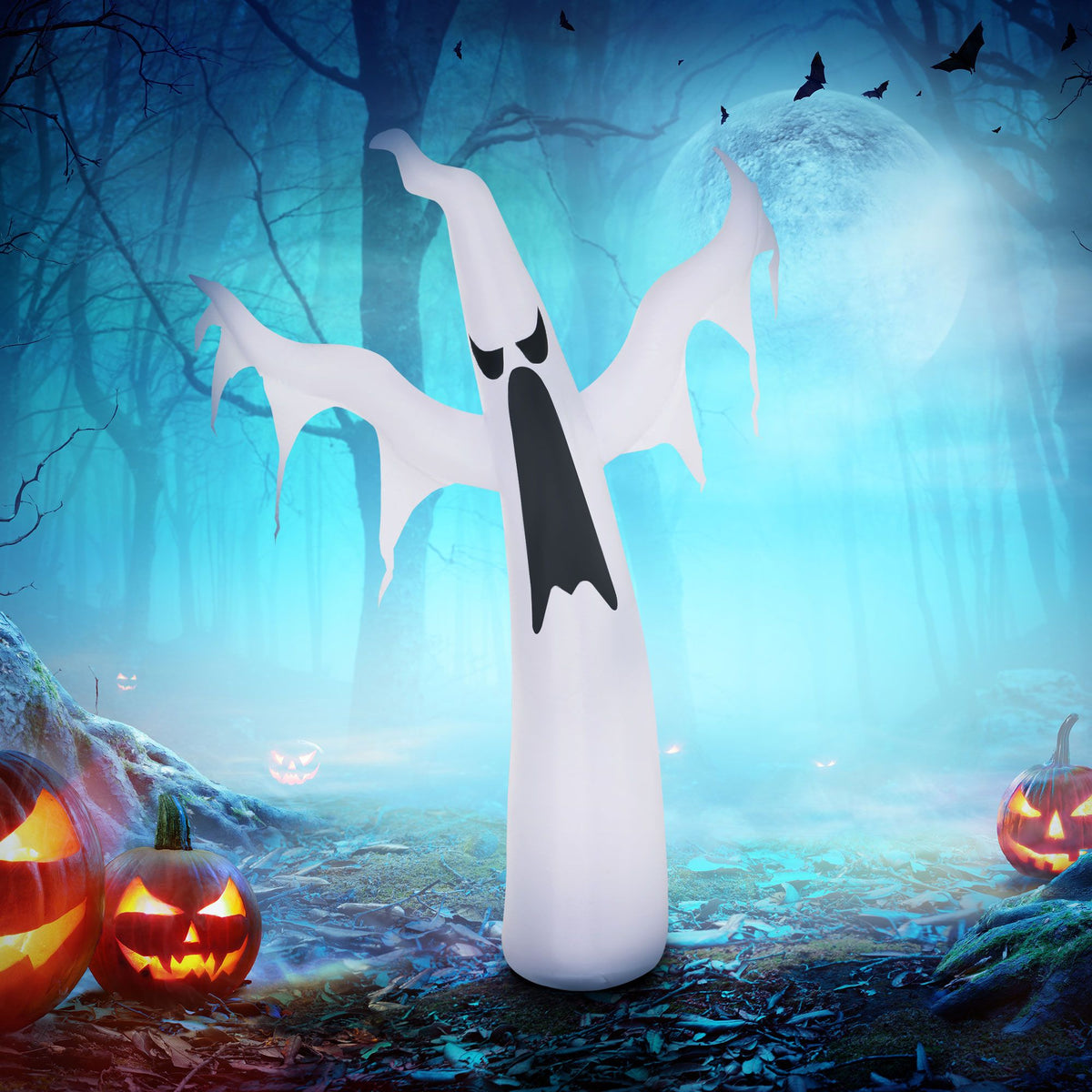 6' Tall Halloween Inflatables Outdoor Decorations White Ghost, Light Up Blow Up Yard Decor with LED Light and Fan Indoor Outdoor for Garden, Lawn - product view 10