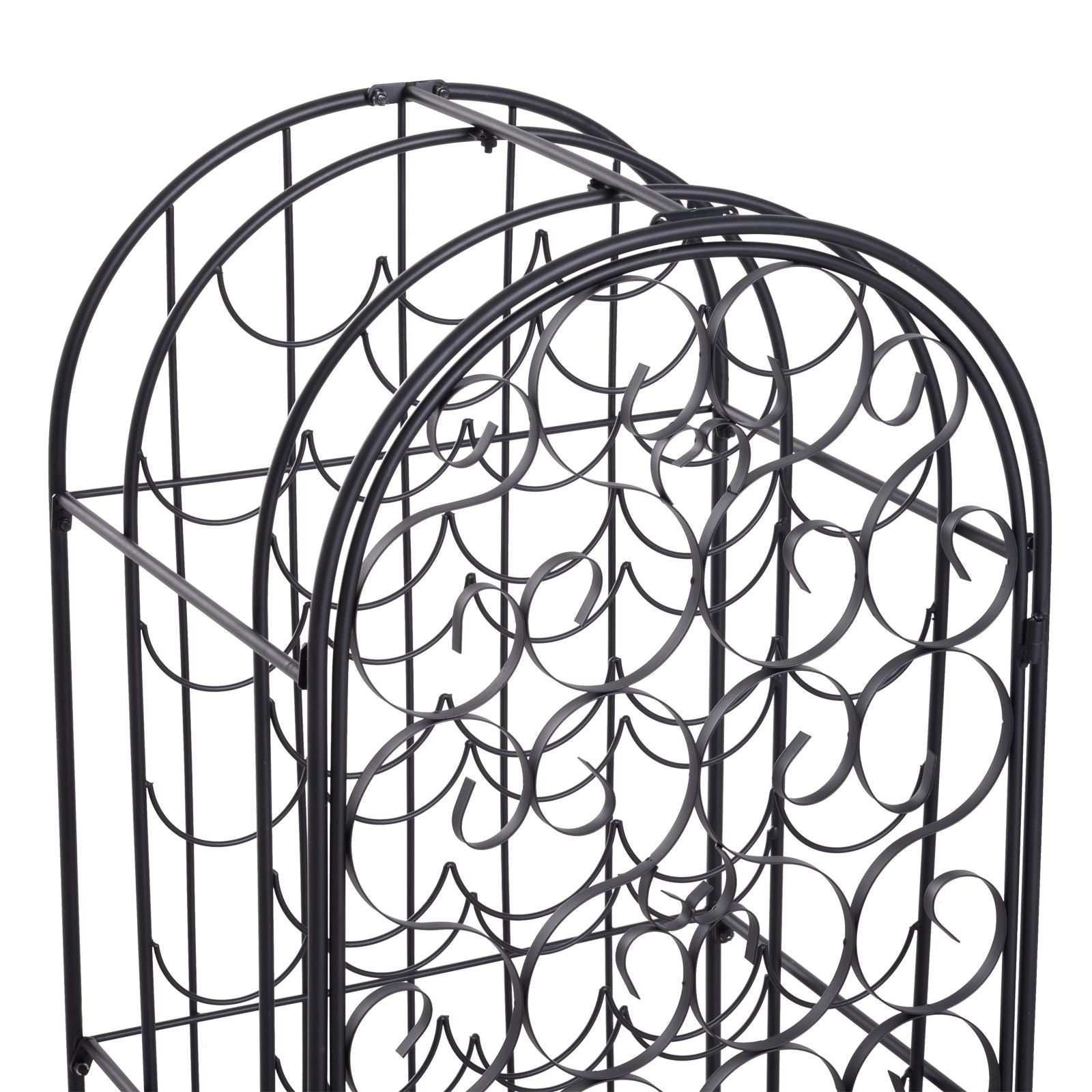 HOMCOM 35-Bottle Wrought Iron Wine Rack Cabinet with Lock, Black