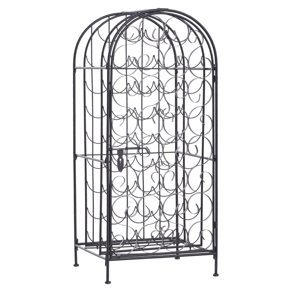 HOMCOM 35-Bottle Wrought Iron Wine Rack Cabinet with Lock, Black