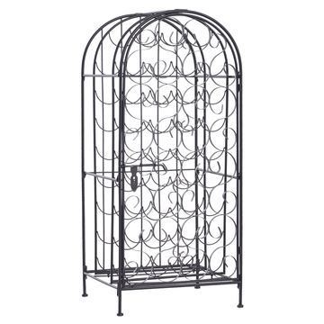 HOMCOM 35-Bottle Wrought Iron Wine Rack Cabinet with Lock, Black