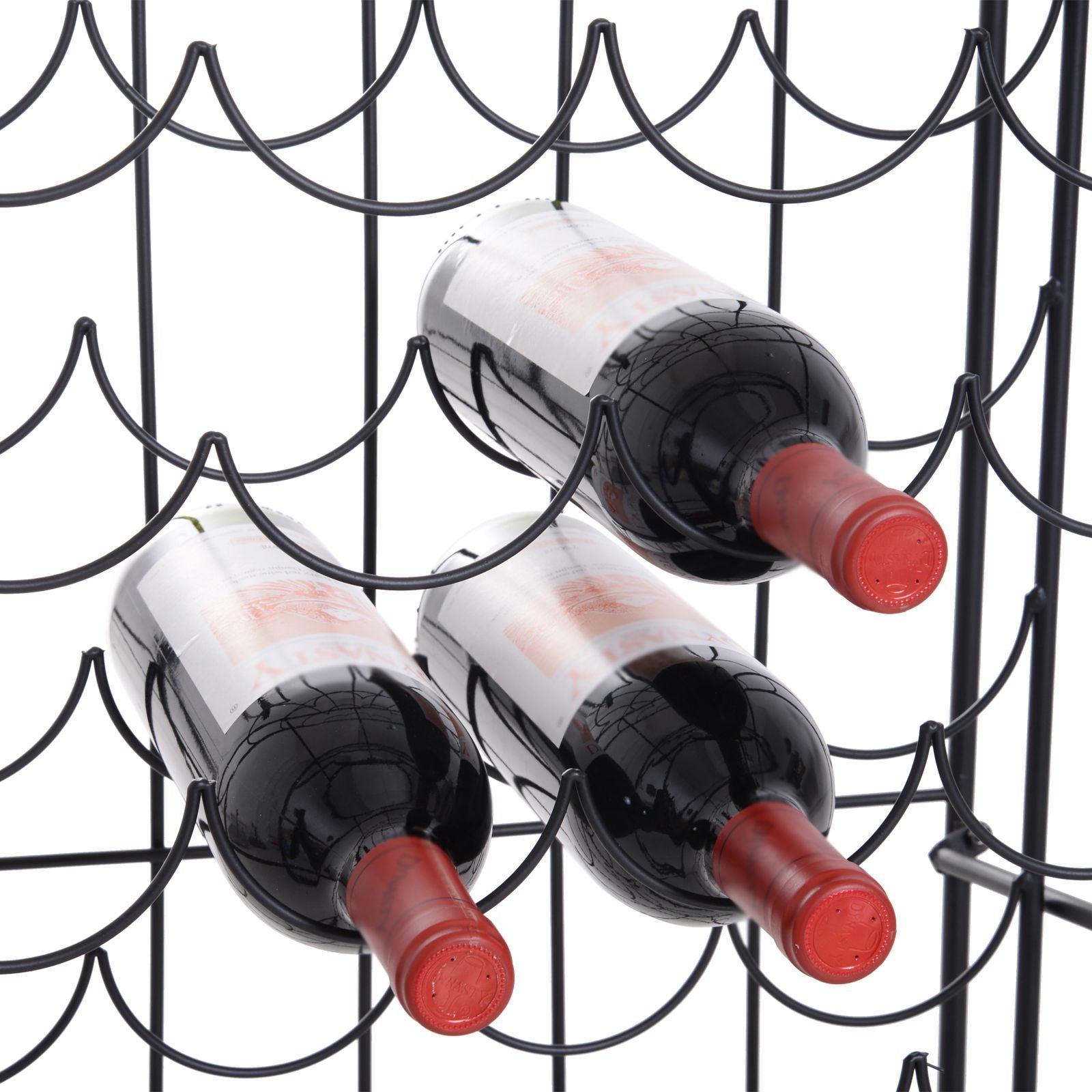 HOMCOM 35-Bottle Wrought Iron Wine Rack Cabinet with Lock, Black