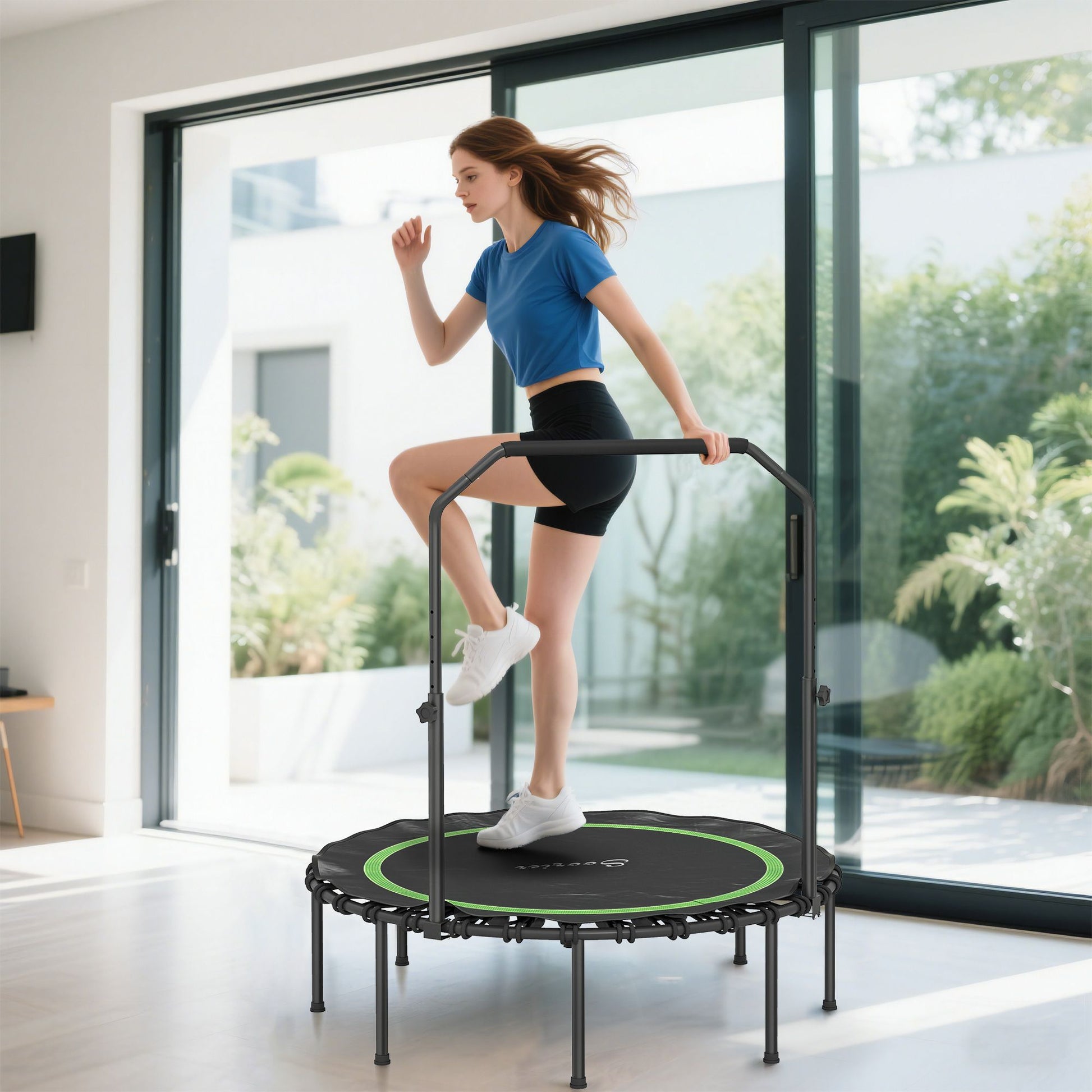 Soozier 45 in Foldable Fitness Trampoline with Adjustable Handle, Green - product view 10