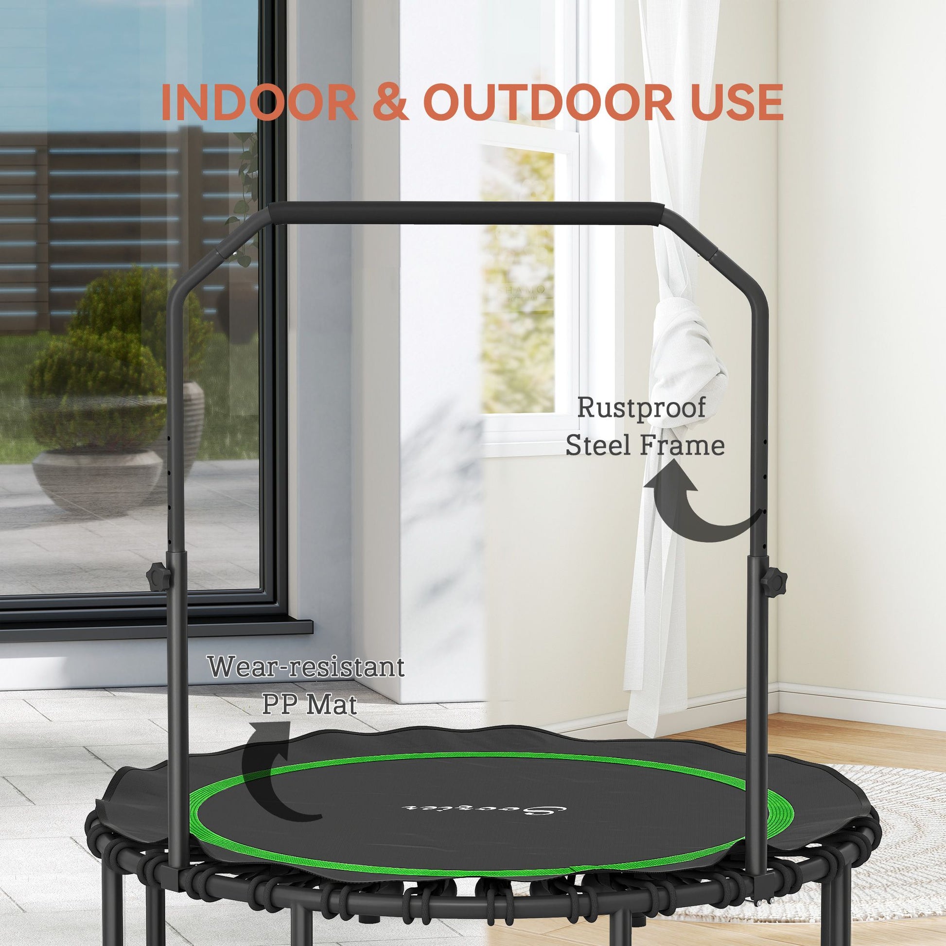 Soozier 45 in Foldable Fitness Trampoline with Adjustable Handle, Green - product view 7