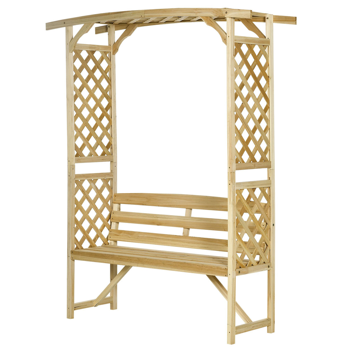 Patio Garden Bench, Wooden Bench, Outdoor Bench for Vines/Climbing Plants, Natural - product view 11