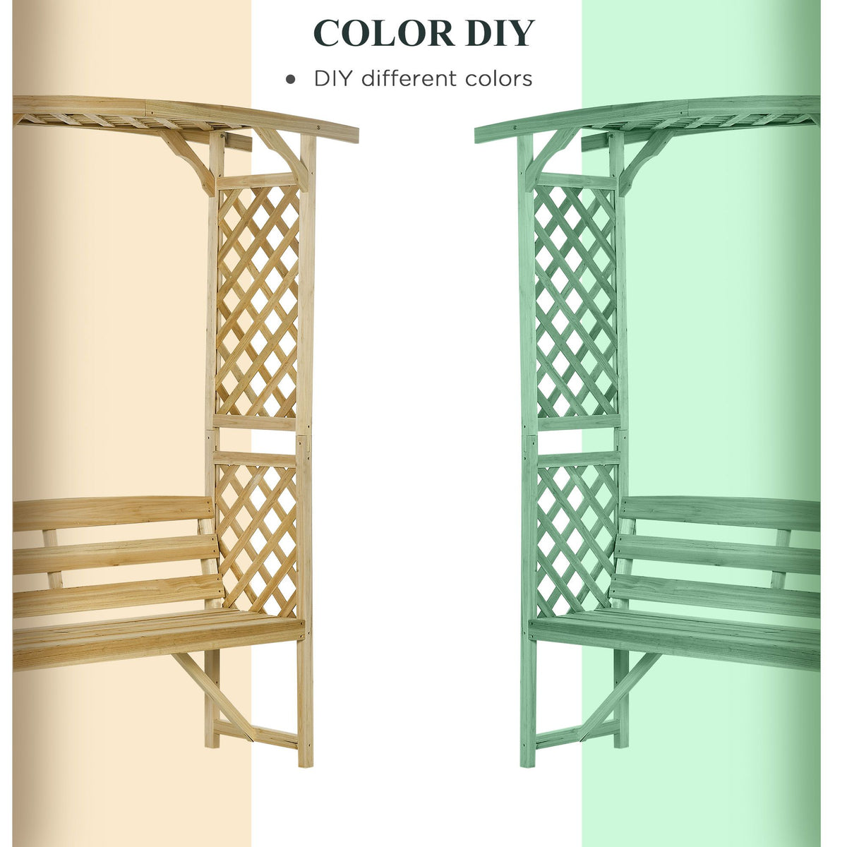 Patio Garden Bench, Wooden Bench, Outdoor Bench for Vines/Climbing Plants, Natural - product view 6