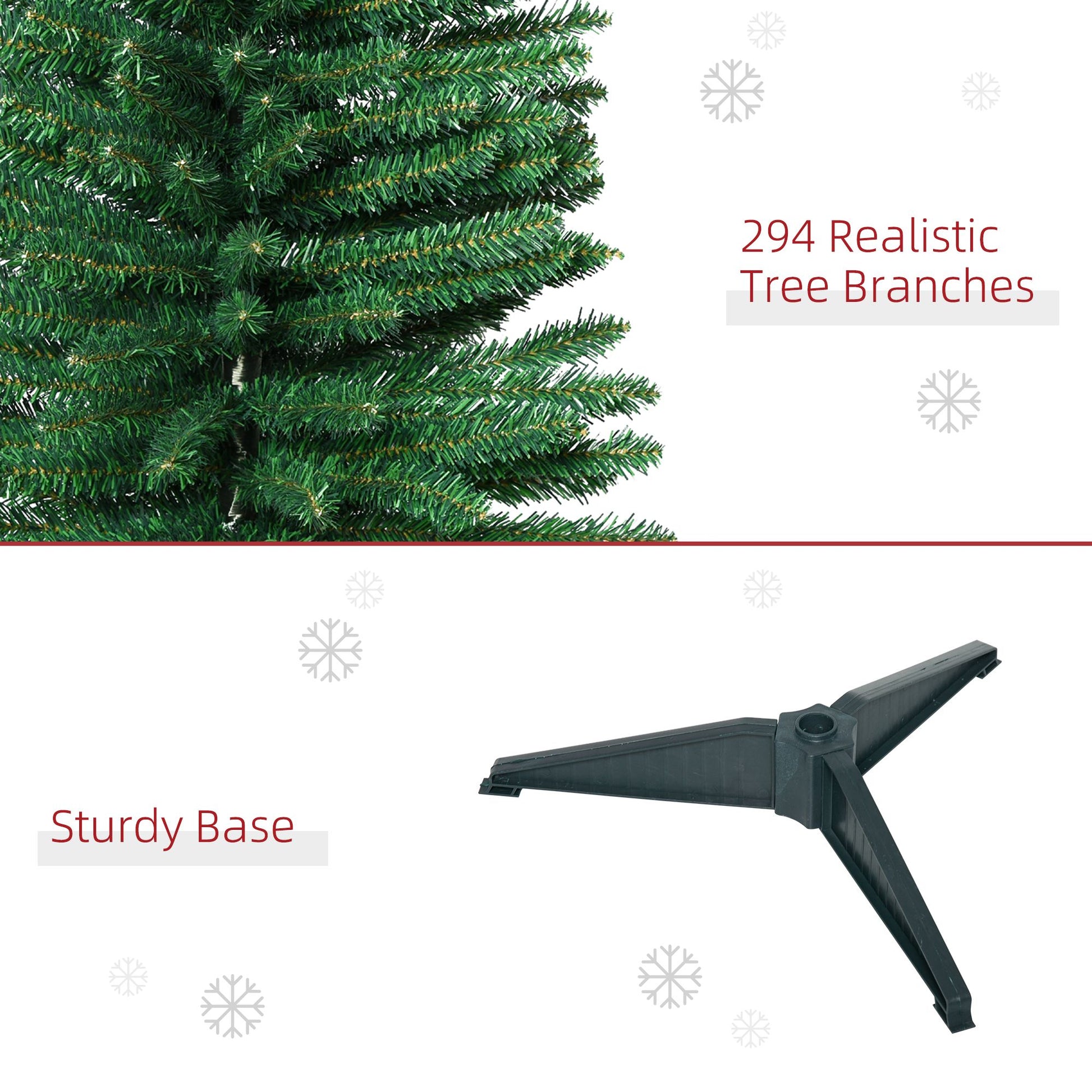 HOMCOM 5 ft Slim Pencil Artificial Christmas Tree with 294 Tips
