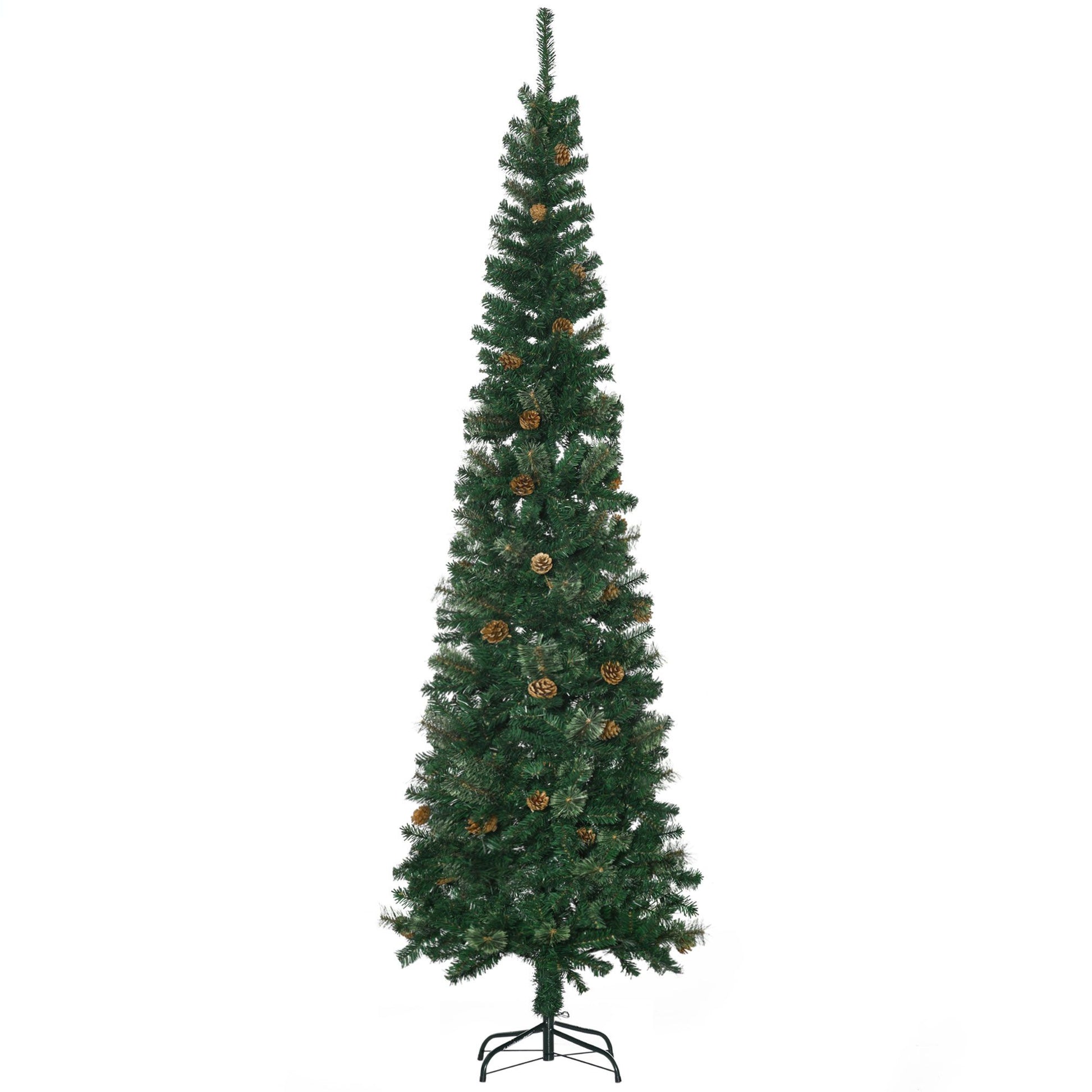 HOMCOM 7.5 ft Slim Pencil Artificial Christmas Tree, Green