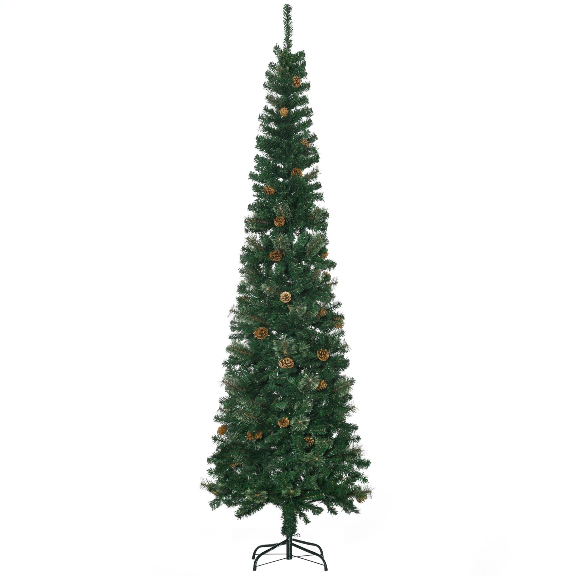 HOMCOM 7.5 ft Slim Pencil Artificial Christmas Tree, Green