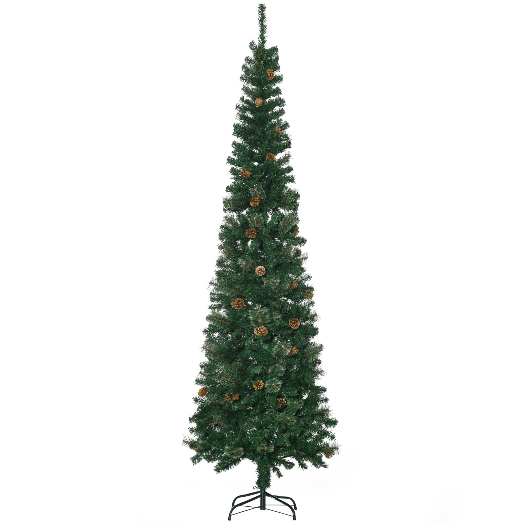 HOMCOM 7.5 ft Slim Pencil Artificial Christmas Tree, Green