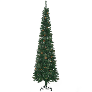 HOMCOM 7.5 ft Slim Pencil Artificial Christmas Tree, Green