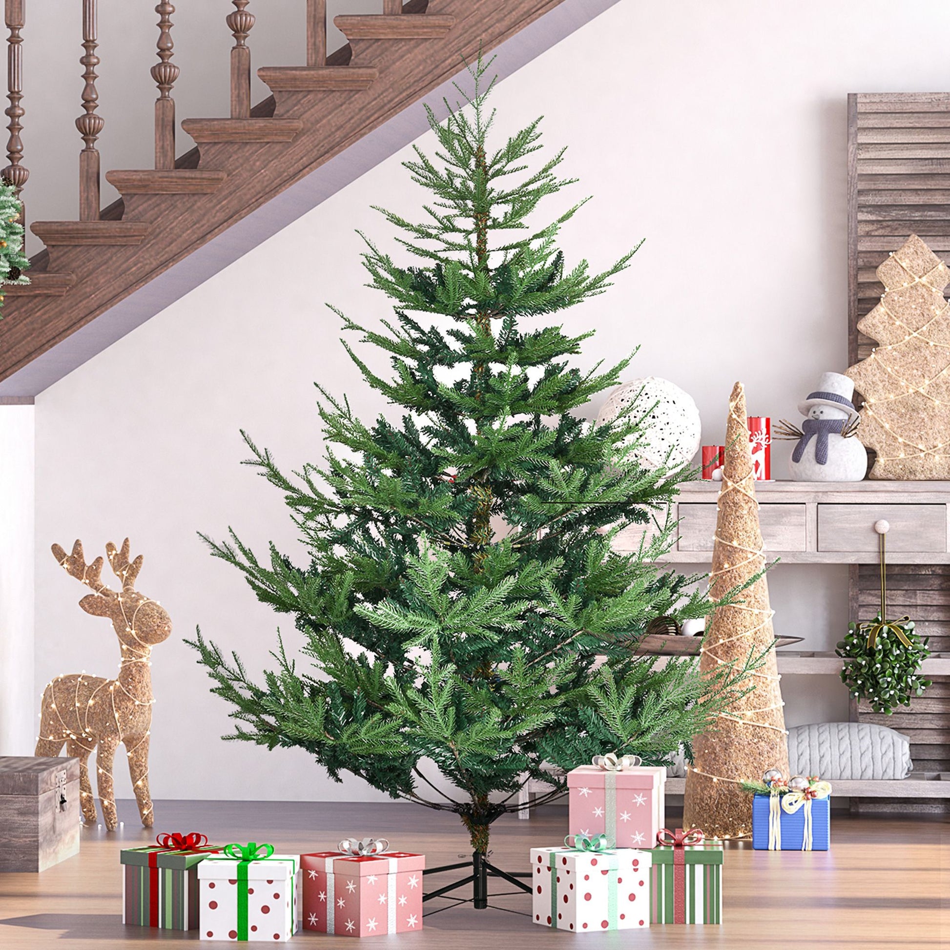 HOMCOM 6 ft Nordic Pine Artificial Christmas Tree with 795 Tips, Green