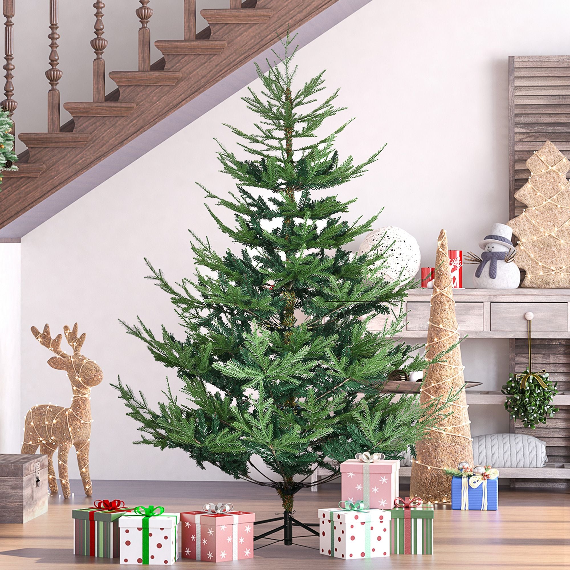 HOMCOM 6 ft Nordic Pine Artificial Christmas Tree with 795 Tips, Green