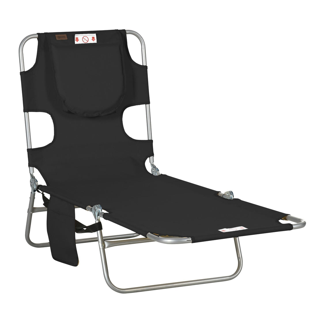 Outsunny Folding 5-Position Tanning Chaise Lounge Chair, Black
