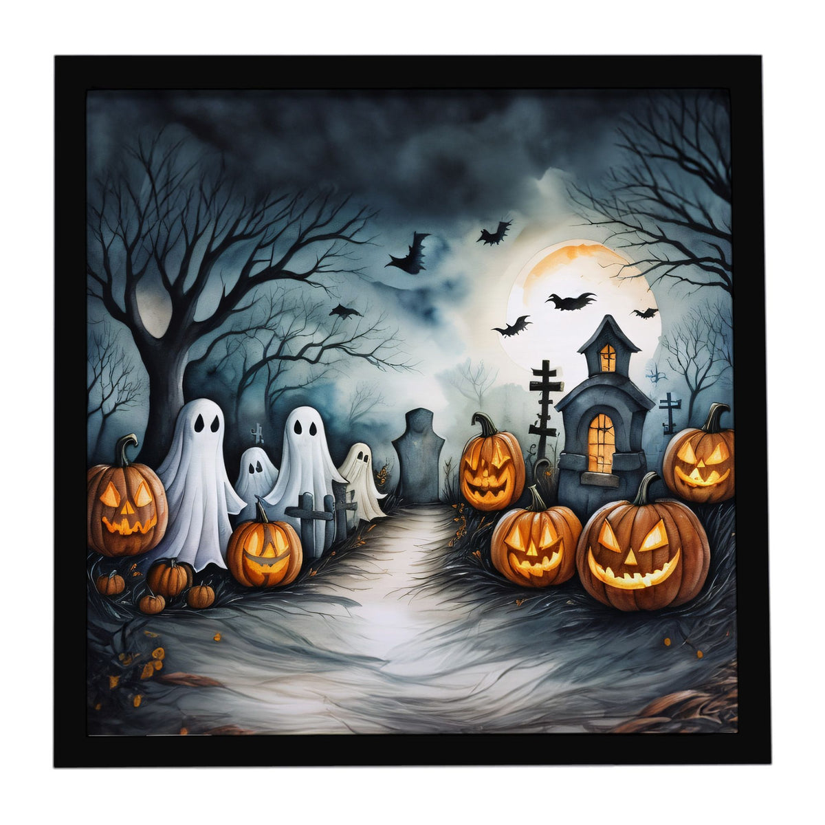 Ghosts Spooky Halloween Framed Metal Wall Art Square, 8 x 8 in