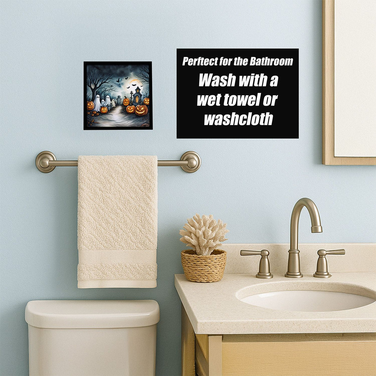 Ghosts Spooky Halloween Framed Metal Wall Art Square, 8 x 8 in - product view 4