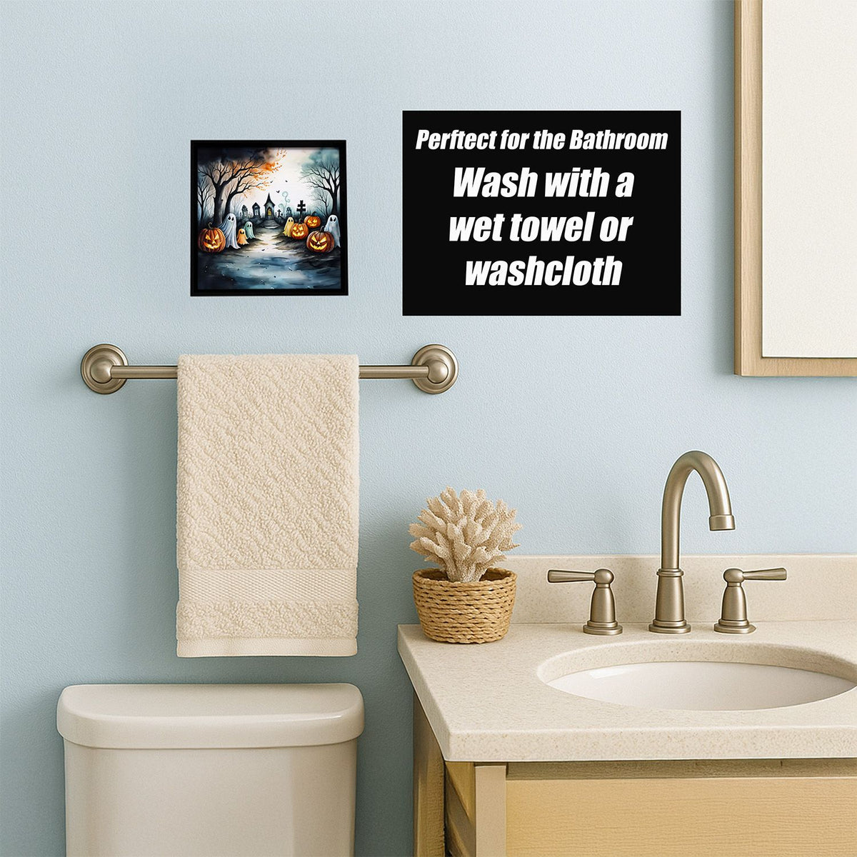 Ghosts Spooky Halloween Framed Metal Wall Art Square, 8 x 8 in - product view 4