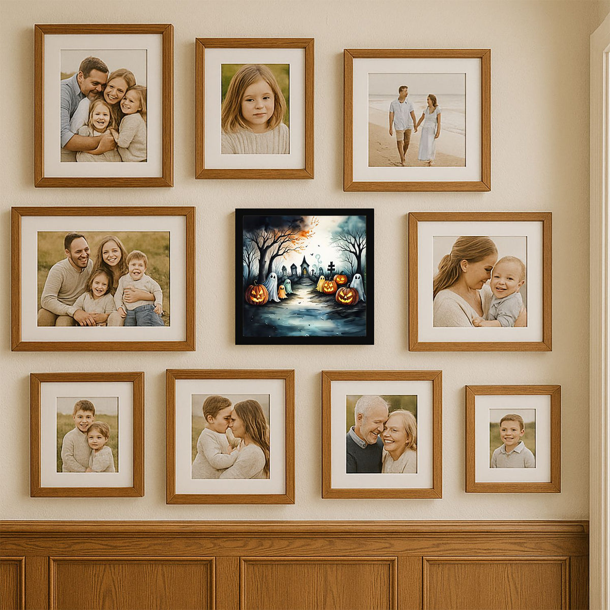 Ghosts Spooky Halloween Framed Metal Wall Art Square, 8 x 8 in - product view 7