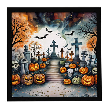 Day of the Dead Spooky Halloween Framed Metal Wall Art Square, 8 x 8 in