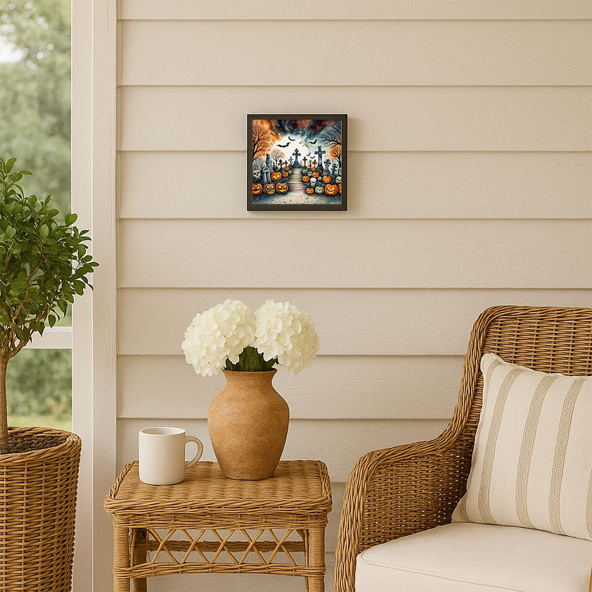Day of the Dead Spooky Halloween Framed Metal Wall Art Square, 8 x 8 in - product view 5